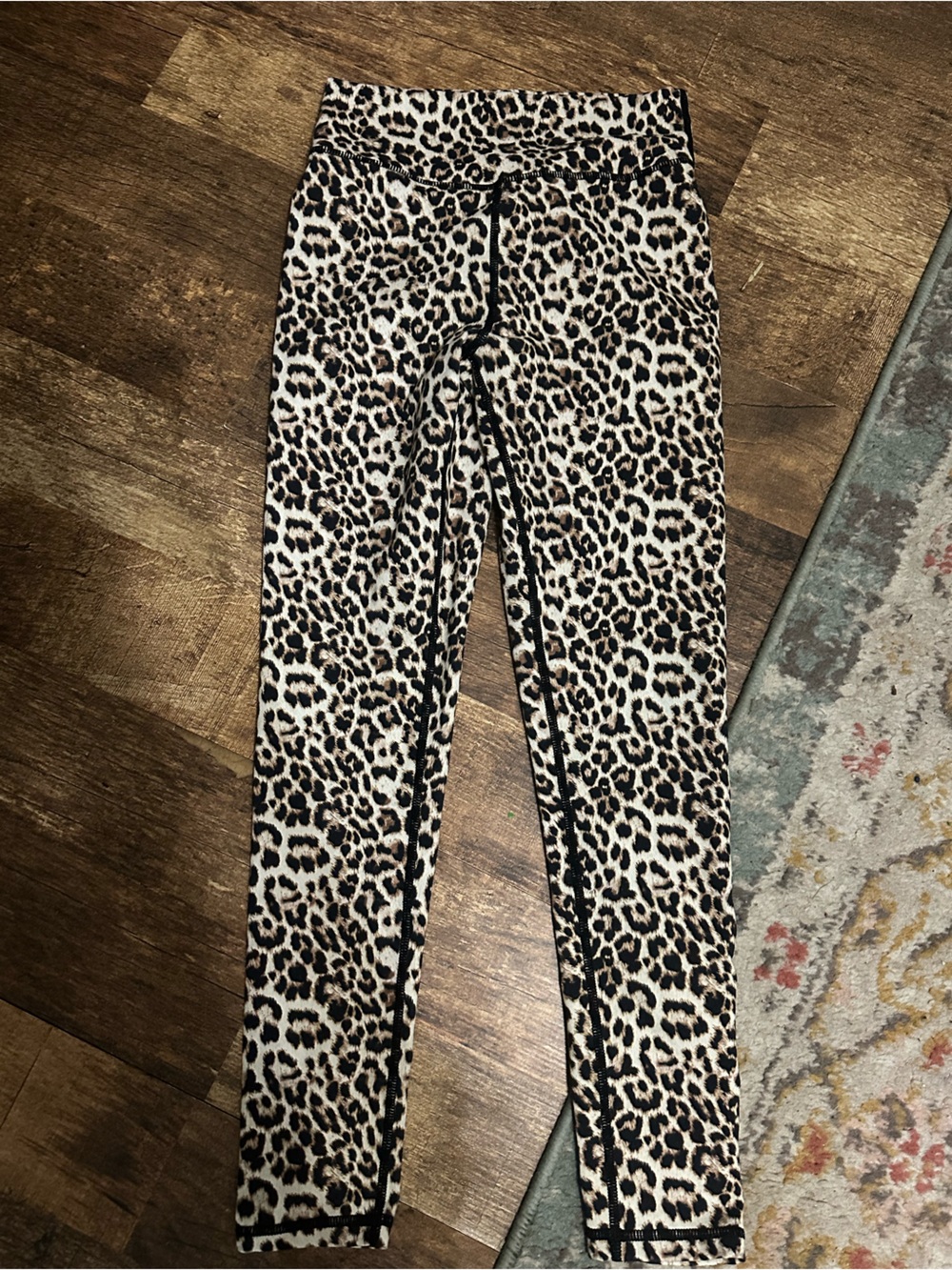 ZYIA Leopard Print Leggings in Black and Cream